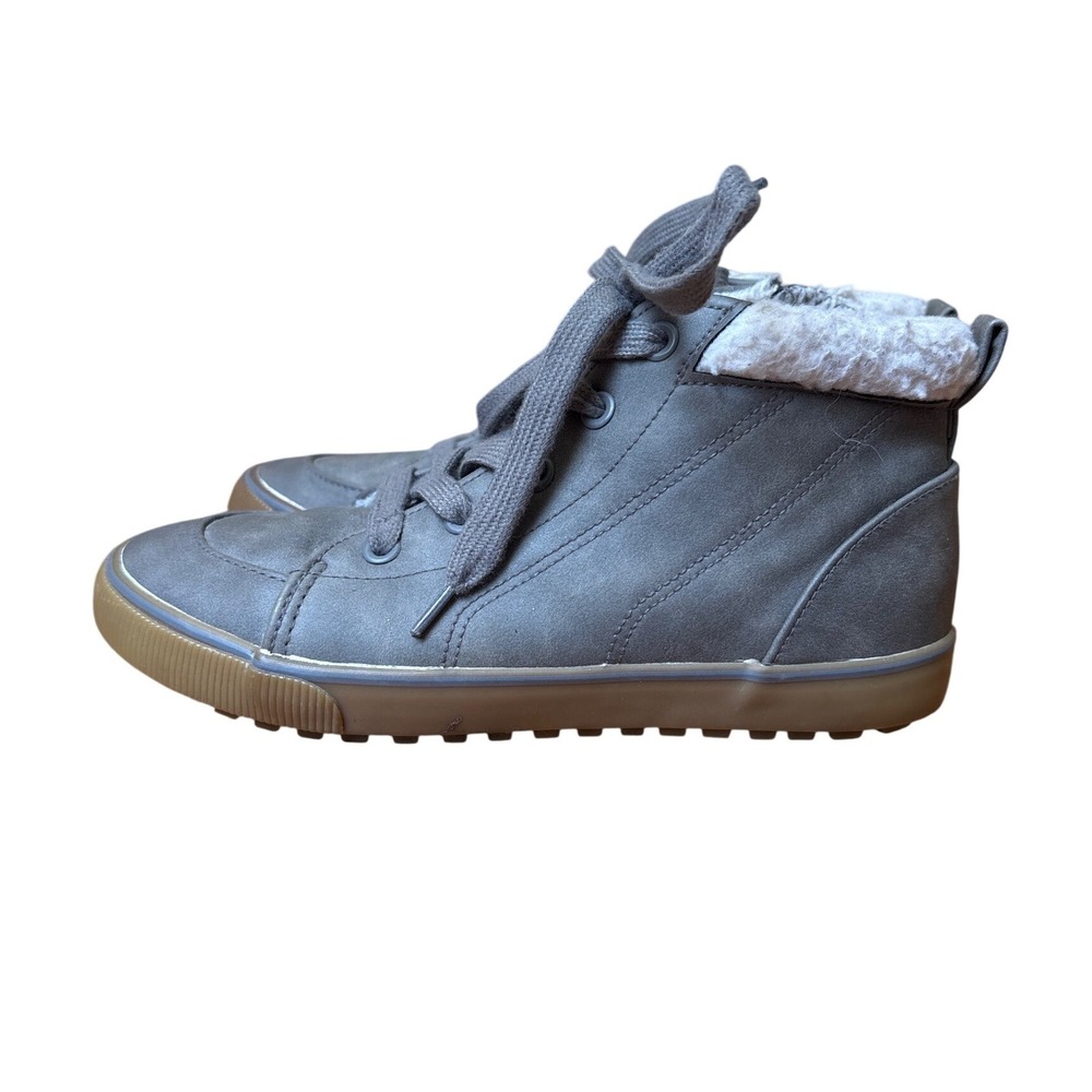 Cat & Jack High Top Sneakers Kids Grey Faux‎ Shearling Lined SIZE 3